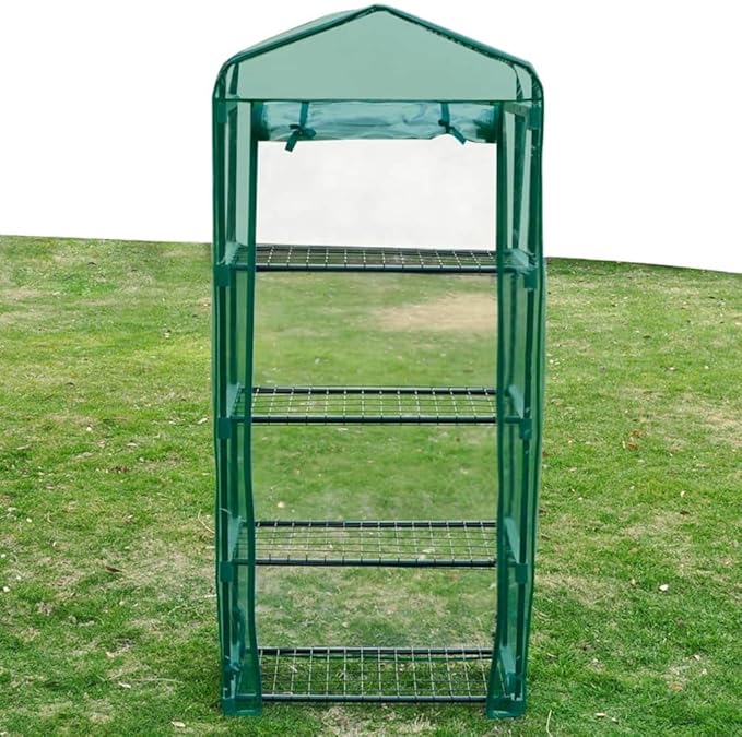 vidaXL Greenhouse, Green House for Garden Patio Backyard Lawn, Cold Frame for Plant Growing Gardening, Outdoor Greenhouse Grow House, 4 Shelf