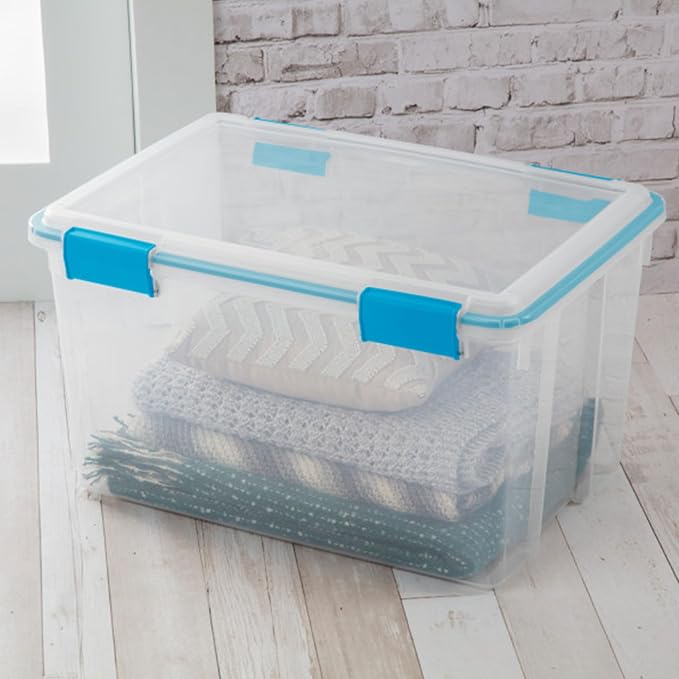 Sterilite Gasket Storage Box with Lids for Home & Office, 54 Quart, 8-Pack