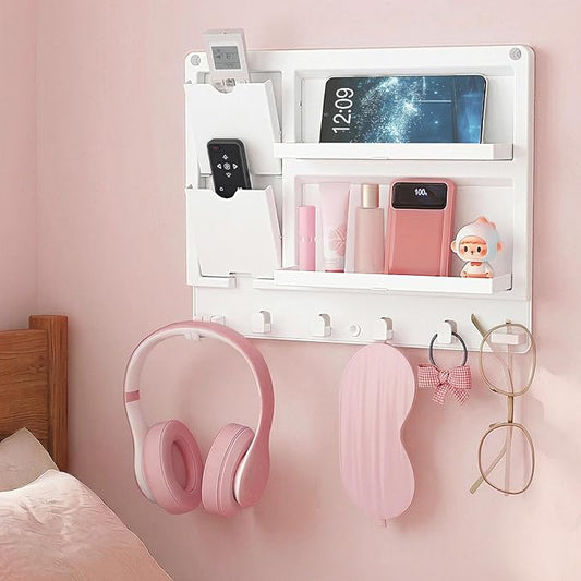 Lifewit Plastic Bedside Wall Shelf, Adhesive Floating Shelves Dorm Decor