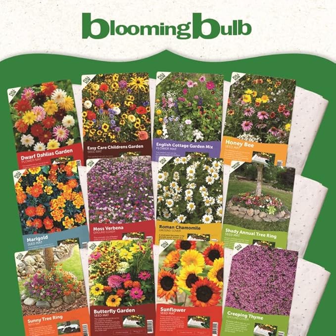 BloomingBulb Seed Mat - Easy to Plant and Grow Garden Seeds - Creates Fragrant, Vibrant Flower Garden (Mixed Verbena Groundcover)