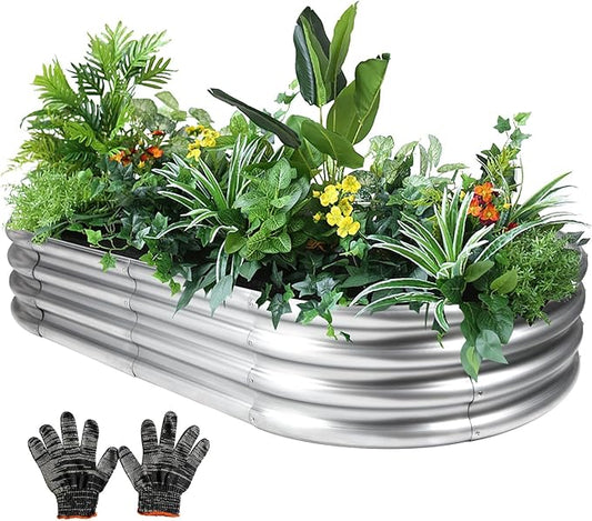 8×4×1 ft Large Galvanized Raised Garden Bed Outdoor, Easy Assembly Metal Planter Box for Gardening, Vegetables, Herbs, Flower