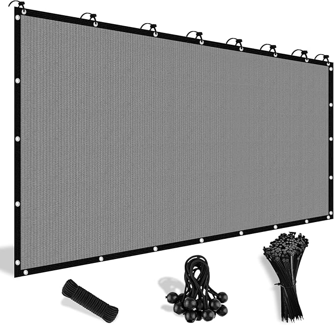 Shade&Beyond 90% Sun Shade Cloth with Grommets, 10' X 10' Pergola Shade Cover Canopy, Mesh Tarp Sun Screens for Patio, Outdoor, Garden, Backyard, Light Gray