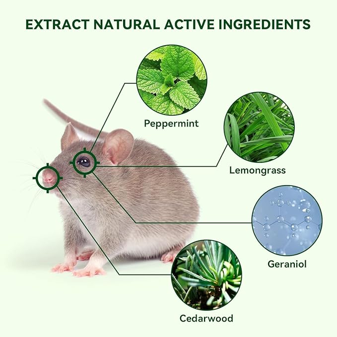 Natural Rodent Repellent, 24 Pack Safe for Children and Pets, Peppermint Formula for Mice, Mouse Control Indoors Outdoors