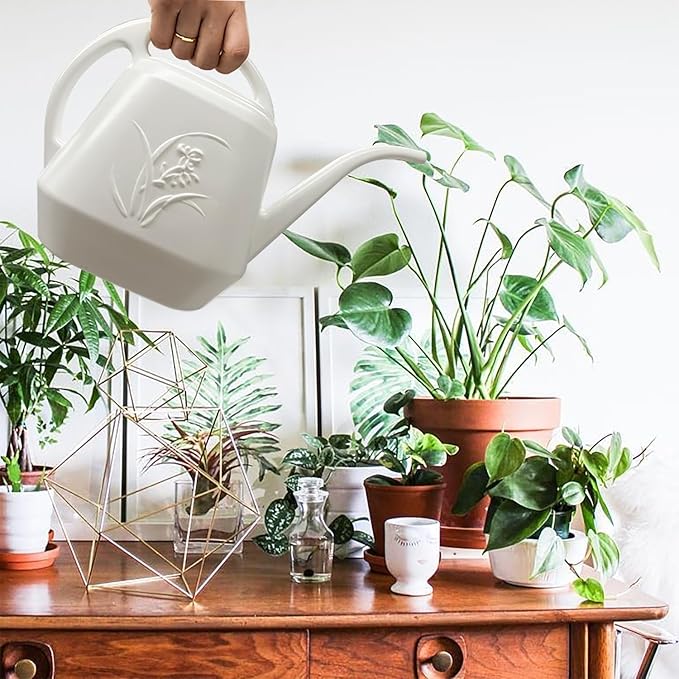 Watering Can for Home Garden - White Color - 1/2 Gallon