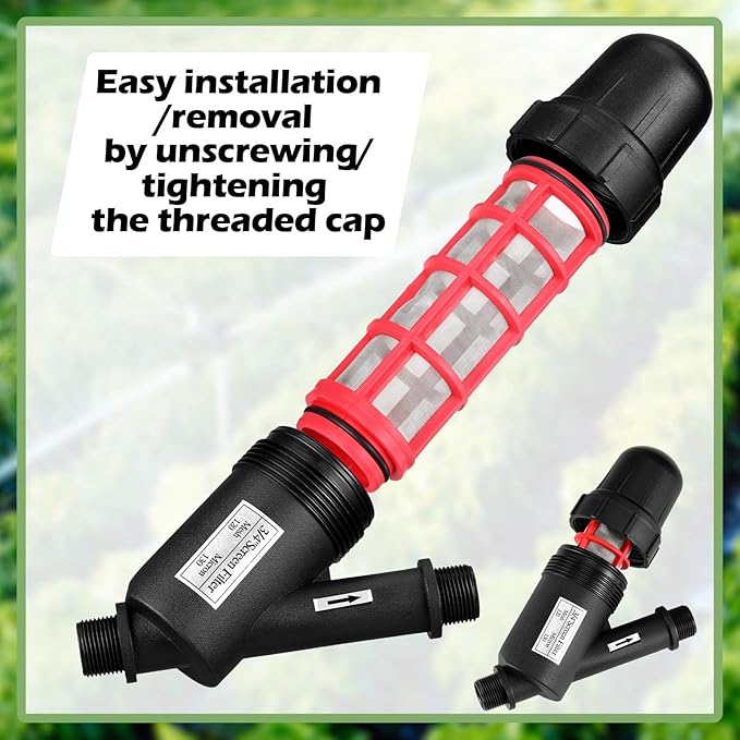 Glooglitter 2 Pcs Drip Irrigation Inline Y Filter with Mesh Screen, 3/4" x 3/4" Male Thread Connections Hydroponics Y Filter for Garden Greenhouse Agricultural Drip Sprinkler Irrigation