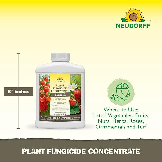 Neudorff Plant Fungicide Concentrate for Roses, Fruits & Vegetable 16 OZ | Ready-to-Use Copper Soap Fungicide Control Powdery Mildew and Other Diseases and Fungus for Organic Gardening,