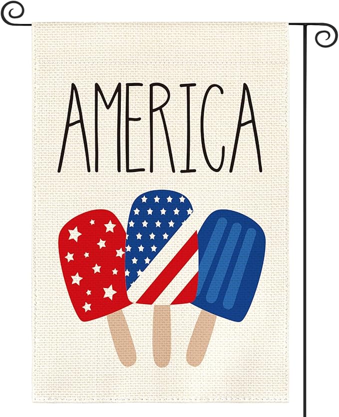 AVOIN colorlife American Stars and Stripes Popsicle Garden Flag Double Sided Outside, USA Patriotic 4th of July Independence Memorial Day Yard Outdoor Decoration 12.5 x 18 Inch