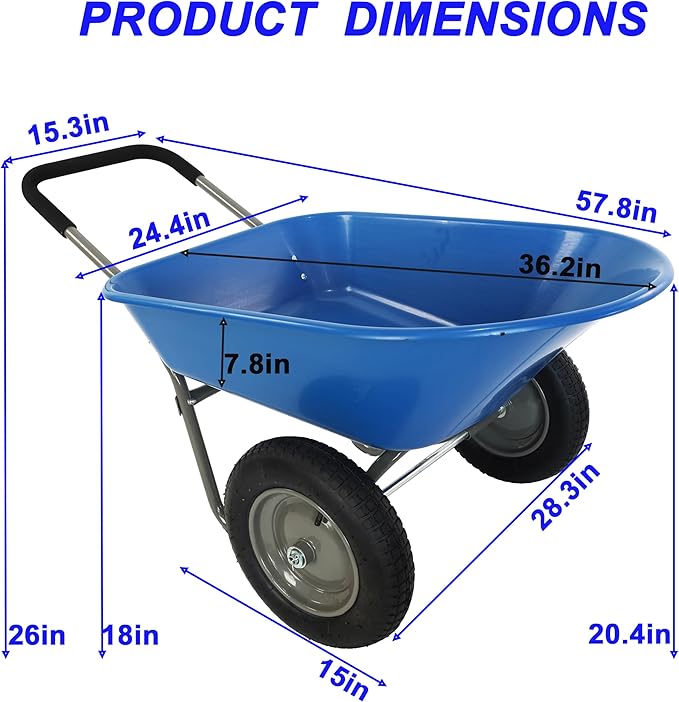 Steel Garden Cart 400 lbs Capacity Heavy Duty Garden Wagons,with Removable Steel Mesh Sides to Convert into Flatbed,Utility Metal Wagon w/ 180°Rotating Handle (Blue + ABS+Steel)