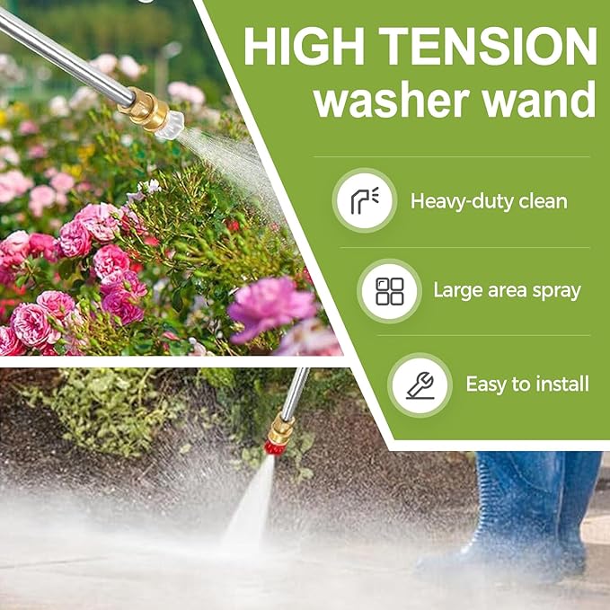 Jet Nozzle Power Washer for Garden Hose, 2026 Pressure Washer Wand with 3 Interchangeable Nozzles, Pressure Washer Nozzle for Car Washing Patio Garden Outdoor Cleaning (Grey Set)
