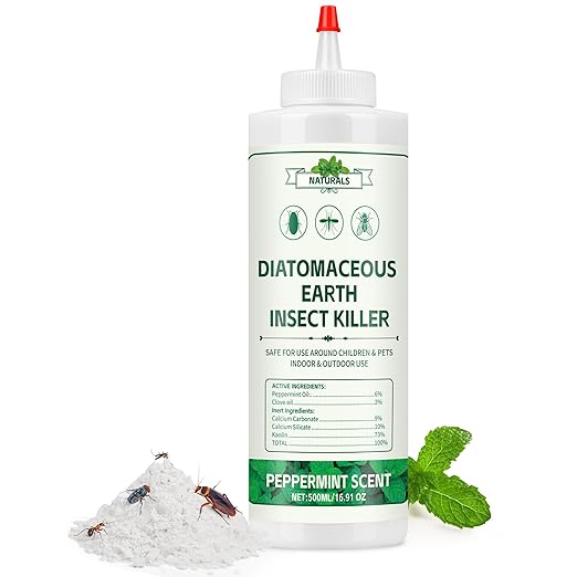 Peppermint Oil Diatomaceous Earth Insect Pest Control Powder Food Grade, 16.91 fl oz