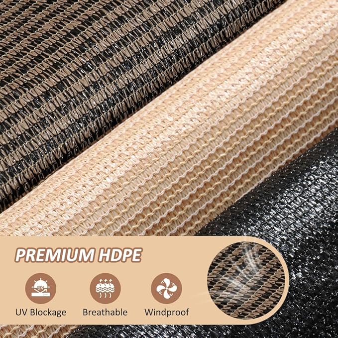 90% Shade Cloth with Grommets, 8 x 10 FT Sun Shade Tarp Pergola Shade Cover Canopy, UV Block Privacy Sun Screen for Outdoor, Patio, Garden, Porch and Deck, Mocha