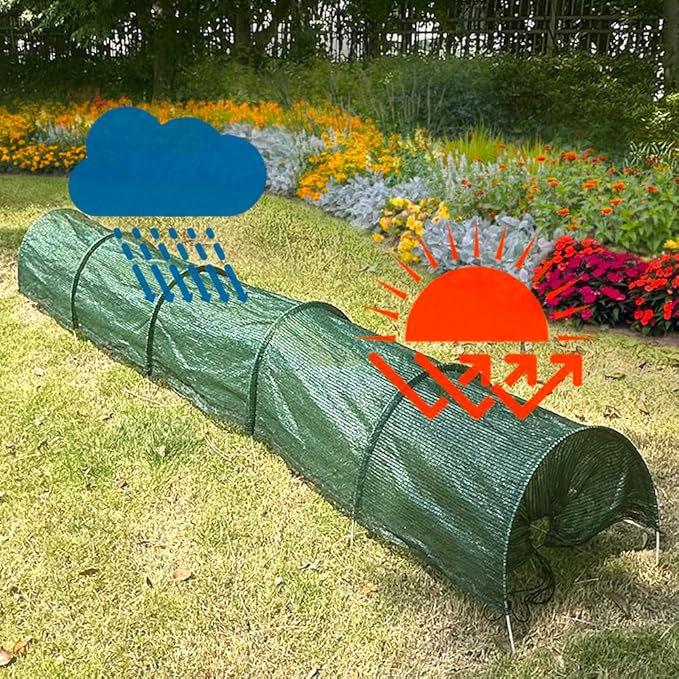 Garden Tunnel Shade Net Cover, Greenhouse Protection Mesh, Portable Row Covers for Plant Cover, Green Shade Protection Netting (Green)