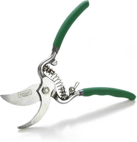 Edward Tools Classic Cut Bypass Pruners - Heavy Duty Forged Steel Pruning Shears - Cuts up to 1" Diameter - Safety Lock Design - Non Slip Grip