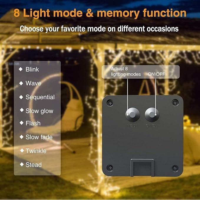 Solar Waterfall Fairy Bunch Lights Outdoor Waterproof 200LEDs 8 Modes Watering Can Light (NO CAN), Solar Powered String Lights Firefly Vine Christmas Tree Garden Decorations Gardening Gifts for Mom