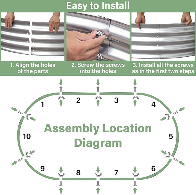 TATAANTY Galvanized Raised Garden Bed Kit, 2-Pack Rust-Resistant Planter Garden Boxes Outdoor, Oval Large Metal Raised Garden Beds for Vegetables Easy to Set Up - 4x2x1ft (2 Pack)