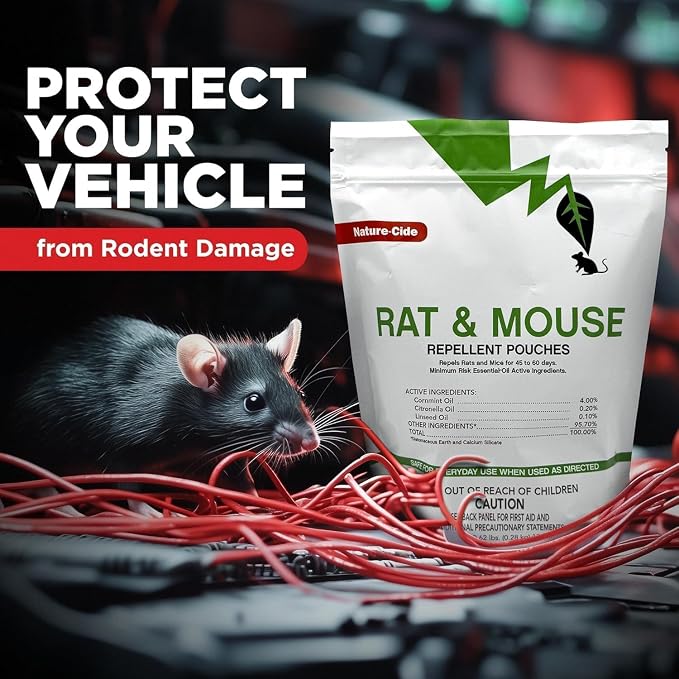 Nature-Cide Rat & Mouse Pouches - Plant-Based Formula for Indoor & Enclosed Spaces - Fresh Mint Aroma, 45-60 Day Use - 25 sq ft Coverage per Pouch (Pack of 48)