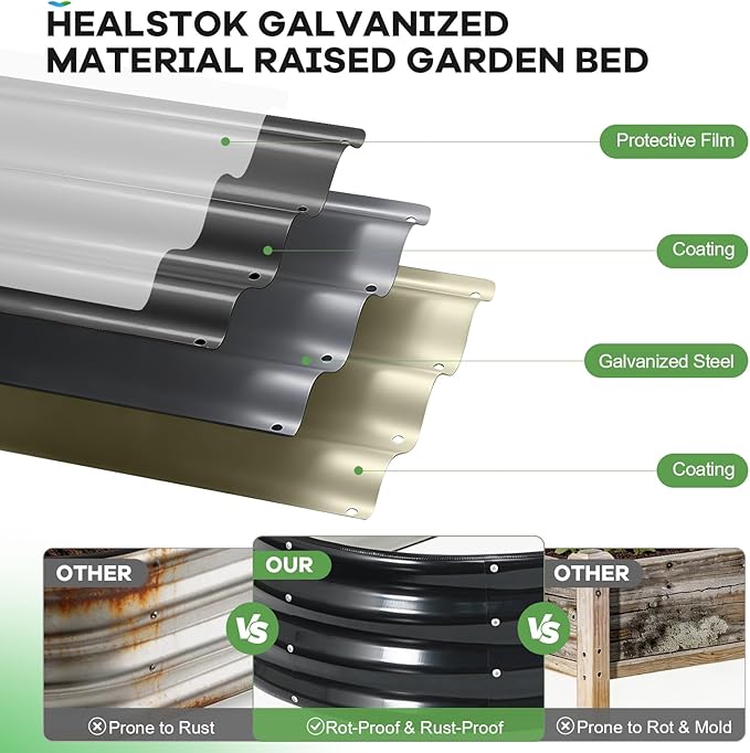 Galvanized Raised Garden Beds Outdoor, 6x3x1ft Oval Metal Raised Beds for Gardening, Rust-Resistant Garden Planter Box for Planting Vegetables, Flowers, Fruits in Backyard, Patio, Lawn(Grey)
