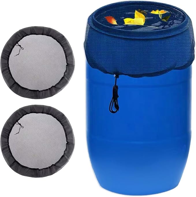 Rain Barrel Accessories Mesh Cover with Drawstring Collection Buckets Cover Tank Harvesting Tool Protector Preventing Fallen Leaves Debris Small Objects in Outdoor Garden(37.4 Inch) (2)