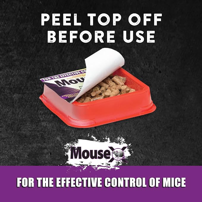 MouseX Rodent Control Bait Trays for Rats & Mice – Poison Free, Pet Safe | Indoor & Outdoor Use Pellets |3 oz Trays - 4 Pack