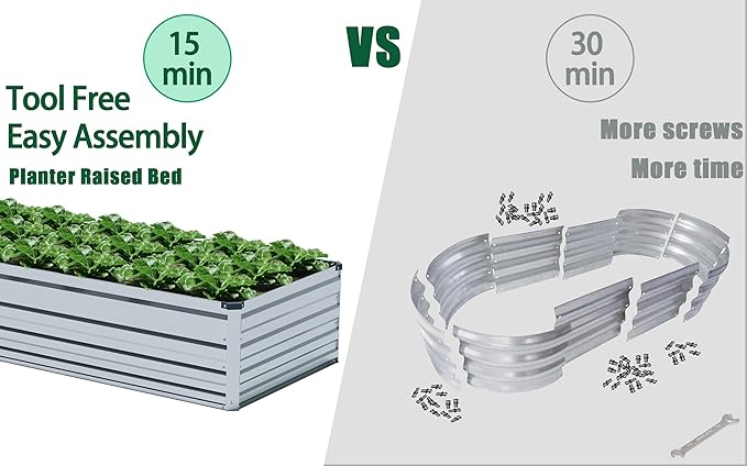 4×3×1FT(2PCS) Galvanized Raised Garden Bed Kit Metal Planter Boxes,Large Raised Garden Bed for Planting Vegetables,Flowers,Herbs -Silver