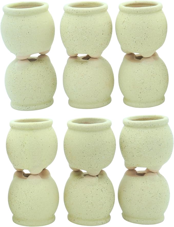 Wide Round Belly 12-Pack Rustic Boho Succulent Pots with Drainage - 1.6" Unglazed Rough Ceramic Planters, Matte Speckled Finish Mini Pots for Root Control & Modern Home Decor (Lemongrass)