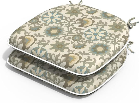 Outdoor Chair Cushions 16"x17" Set of 2, Water Resistant Patio Chair Pads with Ties, Seat Cushions for Home Garden Furniture Decoration, Floral Symphony‌