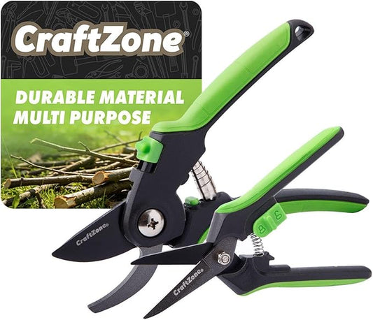 Garden Pruning Shears 2 Pack 8" Bypass Plant Shears & 6.25" Advanced Garden Scissors Garden Hand Tools for Trimming Flowers Cutting Plants Gathering Fruit