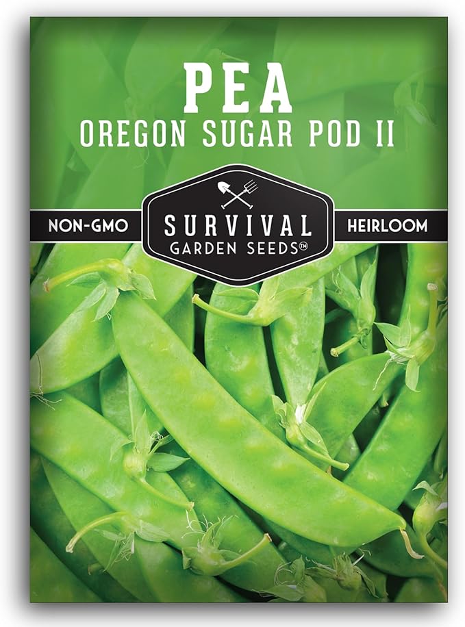 Oregon Sugar Pod II Snow Pea Seeds for Planting - Crisp Edible Pods, High Yield Sugar Snap Style Snow Peas, Heirloom Open Pollinated Non-GMO - Survival Garden Seeds (1 Pack)