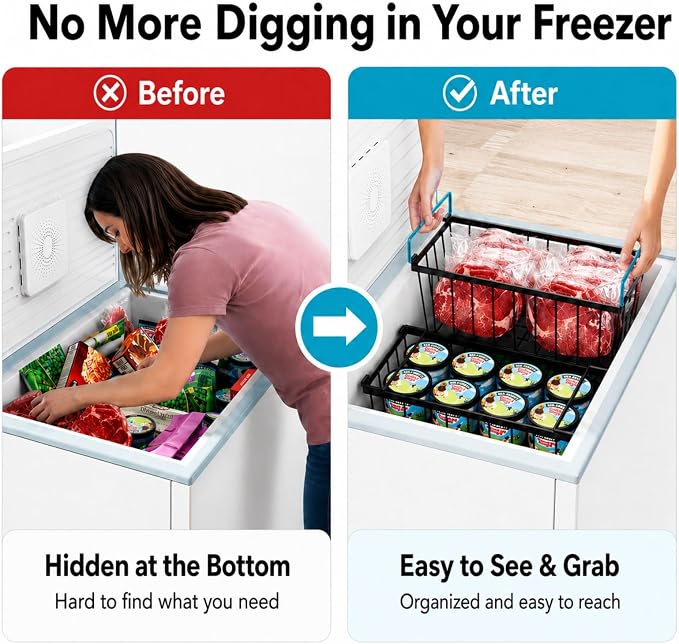 iSPECLE Chest Freezer Organizer - Small Storage Baskets for 7 Cu.Ft, 8 Pack