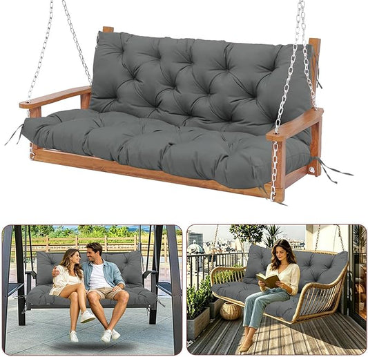 Premium 5" Thicken Porch Swing Cushions Waterproof 3 Seater Replacement Cushions with Backrest and Adjustable Straps, Outdoor Furniture Cushions for Patio, Garden(40×40×5inch)