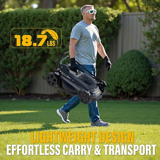 13 Inch Cordless Lawn Mower, Compatible with Dewalt 20V MAX Battery, Brushless Electric Mower with 8 Gallon Grass Bag, 5-Level Height Adjustment, for Small Yard/Garden (Battery Not Included)