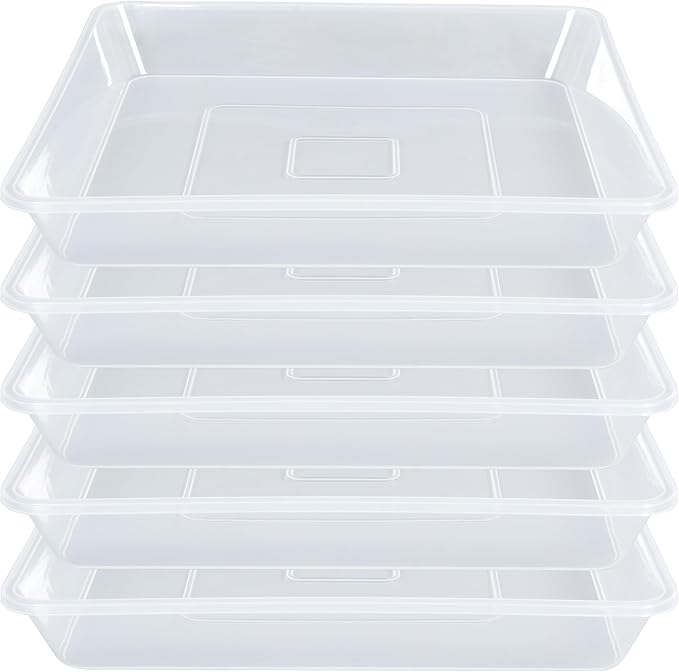 LWALRS Square Plant Saucer 12 Inch 5 Pack, Strong Clear Plastic Flower Plant Pot Saucer, Square Planters for Indoors and Outdoors Plants, Garden Plant Saucers for Pots Plant Trays.