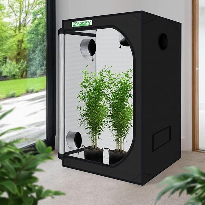 zazzy Grow Tent 3x3 FT, 36"x36"x72" Plant Tent Growing Tent High Reflective Mylar with Observation Window and Removable Floor Tray for Hydroponics Indoor Plant Growing