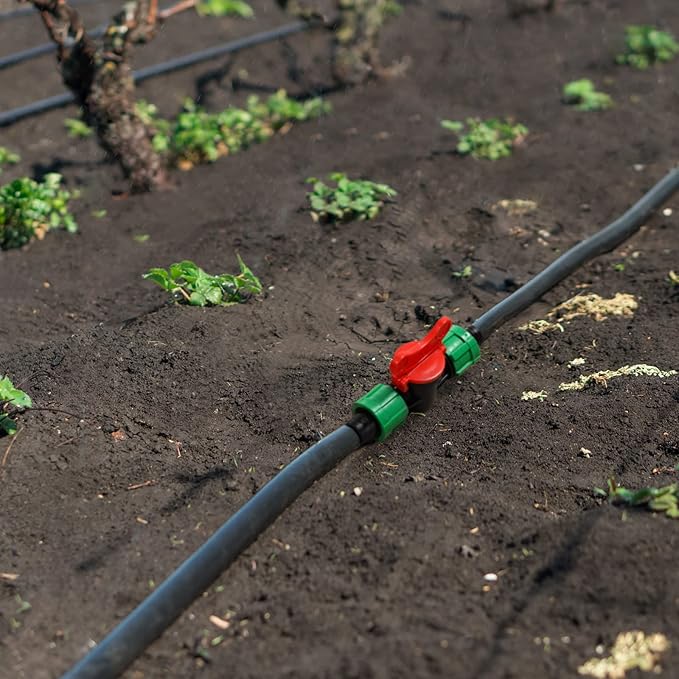 Tondiamo Drip Irrigation Shut off Valve 1/2 Inch Universal Drip Irrigation Tubing Coupling Valve Connector Locking Fitting Compatible with 16 to 17 mm Drip Tape Tubing Sprinkler System (24 Pieces)
