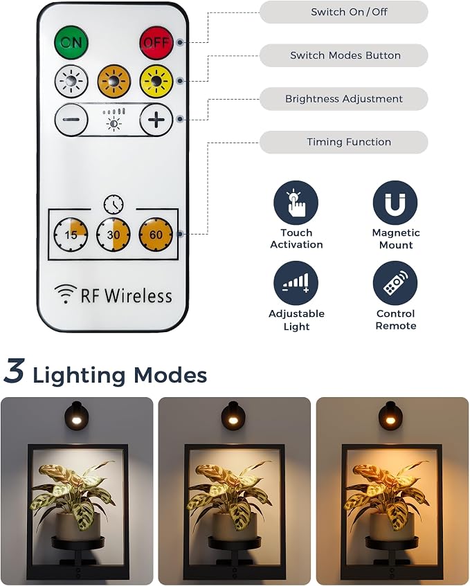 Bamworld Hanging Planters for Indoor Plants Wall Decor Living Room Light | Plant Stand Indoor Wall Planters Plant Hanger Window Plant Shelves 3-Packs with Lights