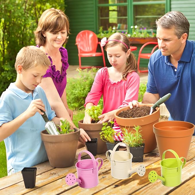 5 Pack Small Metal Watering Can for Kids, Mini Plant Water Pot for Indoor Outdoor Gardening, Cute Toddler Beach Sand Bath Toys with Sprinkler Head, Tiny Succulent Bonsai Cans, 6oz