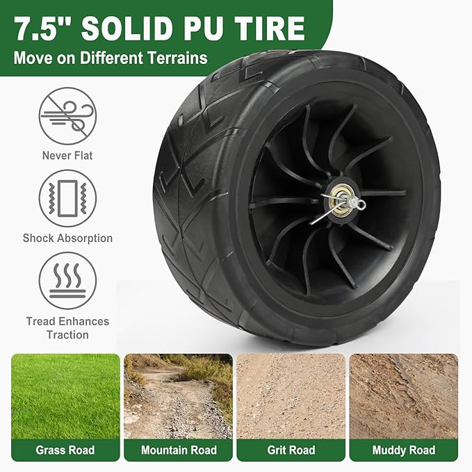 VINGLI 4-Wheel Garden Hose Reel Cart with Storage Basket, Portable Residential Hose Reel Cart, Lawn Watering, for Garden Backyard and Farm (Green)