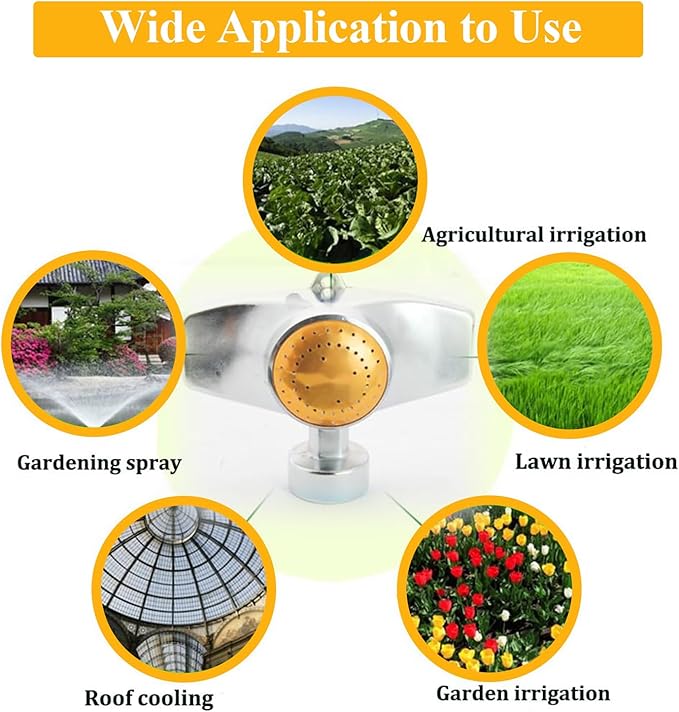 360 Degree Metal Spot Sprinkler,Small Sprinkler Garden for Small Areas Lawn Sprinklers for Yard Circle Pattern with Gentle Water Flow Garden Watering (1, Yellow)