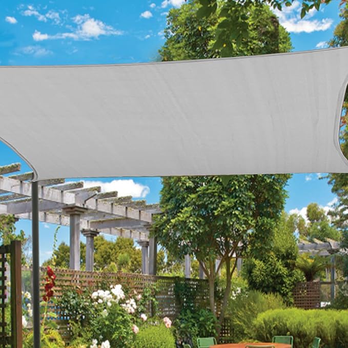 Shade&Beyond Custom 24'x29' Sun Shade Sail Canopy Rectangle UV Block Breathable Curved Sunshade for Backyard Yard Deck Outdoor Facility and Activities, Light Grey (We Make Custom Size)