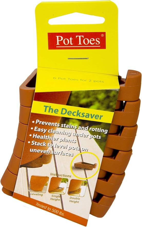 Bosmere Pot Toes, Plant Pot Risers for Indoor and Outdoor, Prevent Stains and Rotting on Wood, Cement, and Tile, Terra-cotta (Pack of 6)