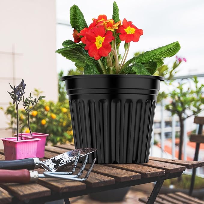50 Pcs 3 Gallon Planter Nursery Pots, Seed Starting Pot Plastic Flower Seedling Pots with Drainage Holes Flexible Plant Container for Garden Lawn Yard Plants Seedlings (50, 3 Gallon)