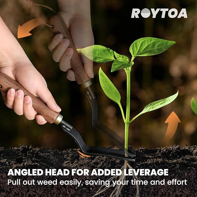 ROYTOA Gardening Tools Weed Puller Tool,Heavy Duty Weeding Tool with Ergonomic Handle Garden Weed Remover Tool for Planting, Flower and Vegetable Care in Lawn Garden Yard