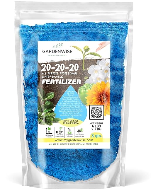 Gardenwise 20-20-20 Water-Soluble Fertilizer – Powder for Liquid Plant Food for Indoor & Outdoor Plants, Orchids, Vegetables, Lawns, Flowers – 20 20 20 Fertilizer 3 Quarts (6 lbs)