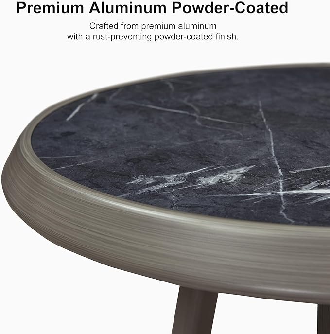 PURPLE LEAF Counter Height Bar Stools Table Dining Table with Weather Resistant for Patio Garden Grey