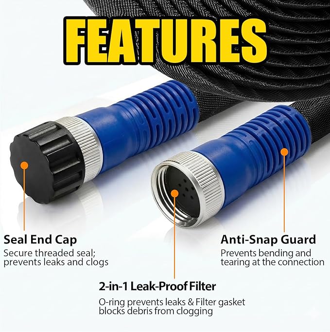 TigeJoy 150FT Flat Soaker Hose, Heavy Duty Double Layer Garden Watering Hose, Flexible Leakproof Drip Irrigation Hose for Raised Beds, Lawns & Vegetables, Save 80% Water