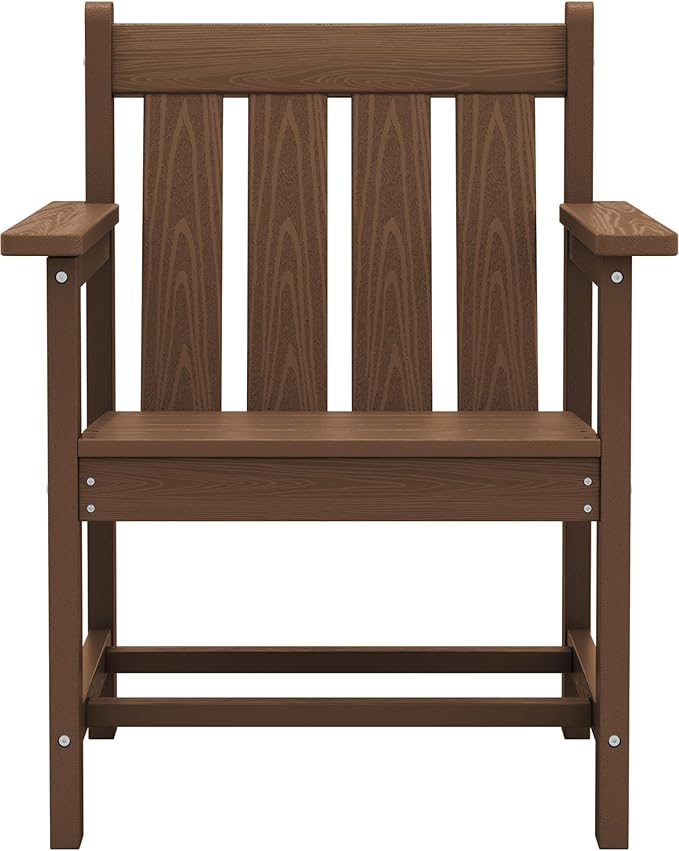 SEWRWALL Patio Furniture Set, HDPE Material All Weather Use Adirondack Chair Set with Side Table for Balcony, Porch, Garden, Backyard- Brown