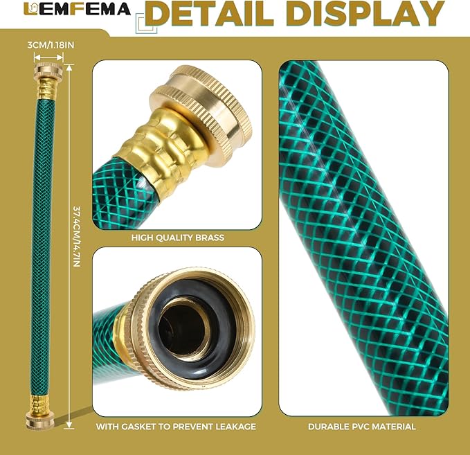 2PCS Rain Barrel Linking Kit - 2 x 14 inch Hose and 4 x Brass Bulkhead Tank Fittings