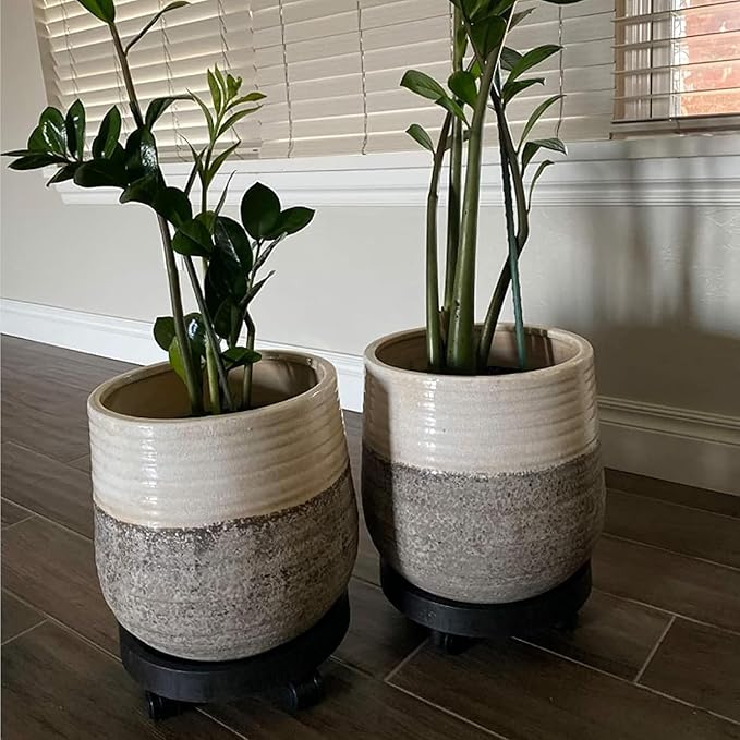 9.8 Inch Heavy Duty Plant Caddie with Wheels,Rolling Plant Stand Pot Trolley,Wheeled Planter Saucer Tray,Potted Flower Mover Dolly with Casters Round Coaster for Indoor Outdoor