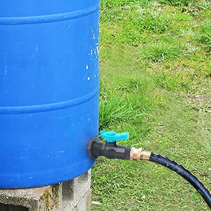 Rain Barrel Spigot Kit with an Hole Saw Include PVC Bulkhead Fitting Ball Valve Thread Seal Tape and Garden Hose Male Threaded Adapter(1/2" Male) for 1/2" Female Threaded Connector(1/2 inch)