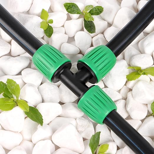 RedChili 14 Pcs 1/2 Inch Irrigation Tubing Tee Fittings, (1/2" ID x0.6-0.65" OD) 16mm Drip Tubing Barbed Locked Nuts Connectors Anti-Drop 1/2" T Parts for Garden Lawn Irrigation System